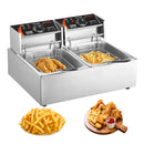 VEVOR  Electric Deep Fryer w/Dual Removable Tanks 12L 5000W Commercial Countertop  Fryer for Chicken French Fries Frying Chips