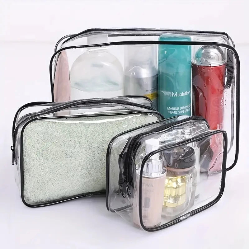 Minimalist Transparent Makeup Bag PVC Waterproof Cosmetic Storage Case Travel Make Up Organizer Pouch Bath Toiletry Wash Bag