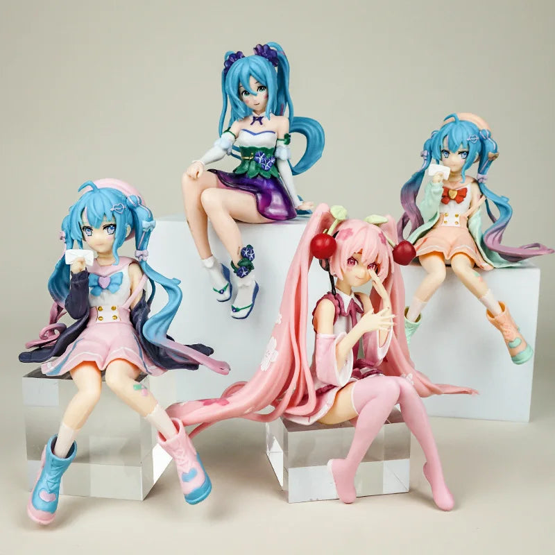 Anime Hatsune Miku Figure Sitting posture Dress up Model Toy Gift Action Figure Collectible Doll kid gift home decor