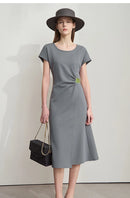 AMII Minimalist Summer Casual Dress for Women 2025 Solid Round Neck Sleeveless Dresses Lady Fashion Slim Straight Skirt 12512031