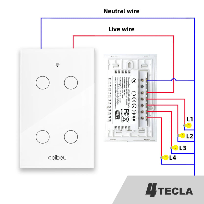 Touch switch, Smart Switch, WiFi switch, control switch, Compatible with Alexa Tuya Google, with neutral