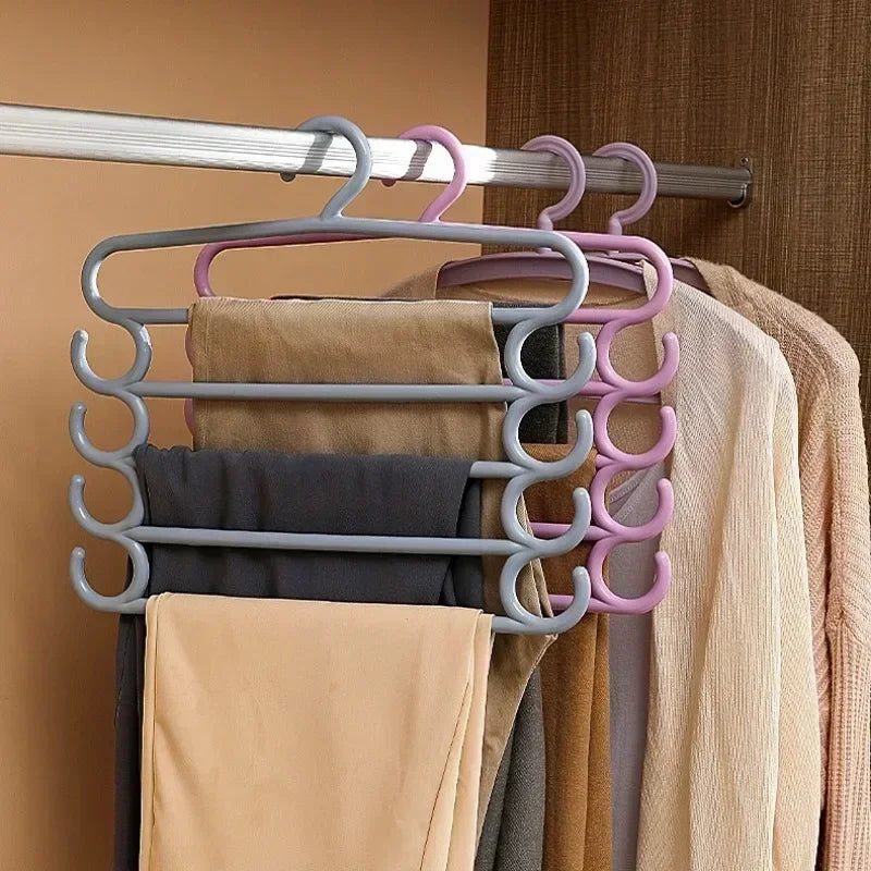 5 Layers Clothes Hangers Trousers Pants Hangers Towel Scarfs Racks Closet Storage Organizers Clothes Storage Organization