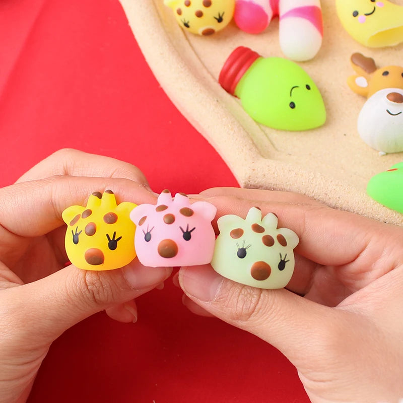 10-50Pcs Christmas Mochi Squishy Decompressio Toys Squeeze Soft Sticky Stress Relief Funny Fidget Toys For Christmas Xmas Gift