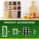 12Pcs Square Glass Food Storage Jar with Bamboo Lid 430ml/600ml Transparent Sealed Kitchen Can Container Stackable Tank Mold