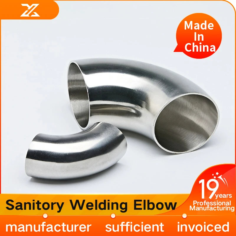 Sanitary elbow 304 stainless steel 90 degree internal and external mirror polishing stamping bright welded pipe fittings elbow