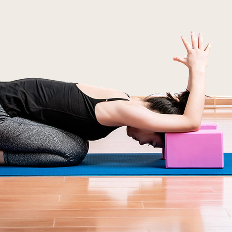 High Density Yoga Blocks -Firm EVA Foam Bricks - Gymnastics Block for Muscle Pain and Stress Pink