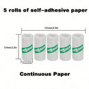 Mini Pocket Printer 5 Rolls Of Self-Adhesive Paper Portable Thermal Printer For Printer Suitable For Home Office Study And Work