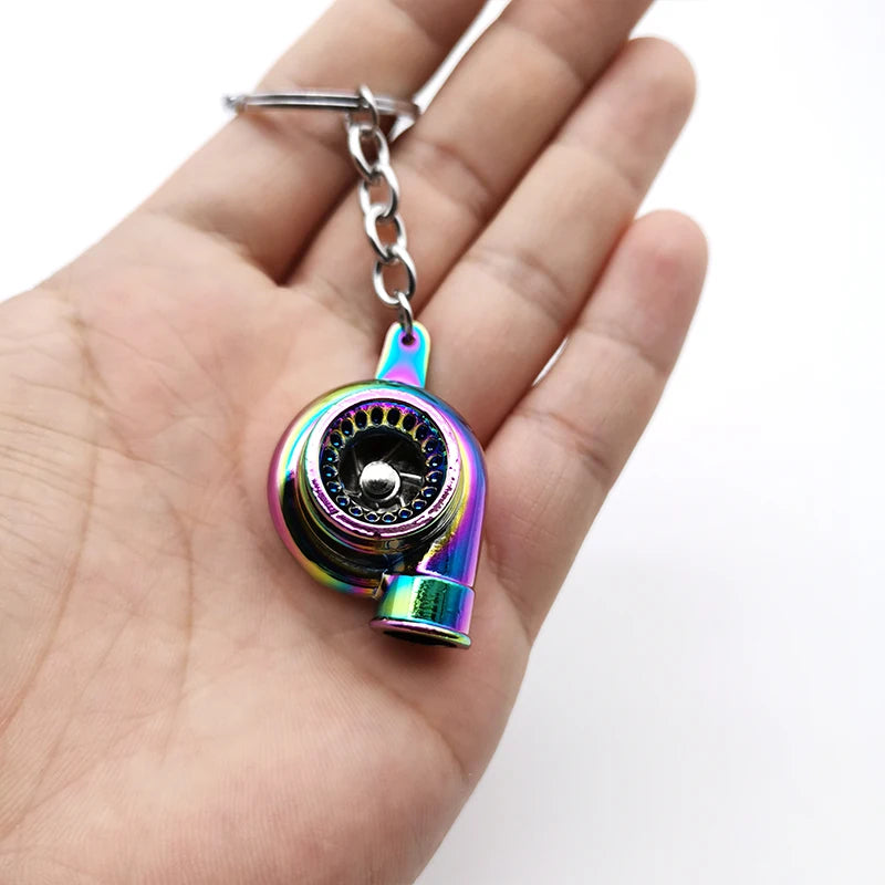 Car Parts Keychain NEO Chrome Metal Keyring Wheel Hub Nitrogen Gas Bottle Shock Absorber Key Chain Whistle Turbine Auto Interior