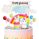 Unicorn Rainbow Cake Decorations with Rainbow Stars Unicorn Ballons Happy Birthday Cake Decorations for Boys Girls Kids Birthday