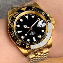 Tandorio Yellow Gold NH34AA GMT Mechanical Men Watch 24 hours Gold Ceramic Insert 20bar Waterproof Luxury Diver Clock Rejor 40mm