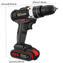 25+3 Torque Cordless Drill Electric Screwdriver Rechargeable Electric Drill Lithium-Ion Battery 2 Speed DIY Driver Power Tools