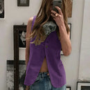 Women's Vest Spring Summer Slessveless Top Two Button Jackets Casual Slim Fit Gilet Khaki Women Clothing Fashion 2024 New
