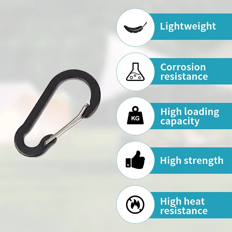 7PCS Multifunctional Stainless Steel Carabiner Key Chain D-ring Buckle Snap Hook Clip Tourist Hooks Fishing Carbin Spring Buckle