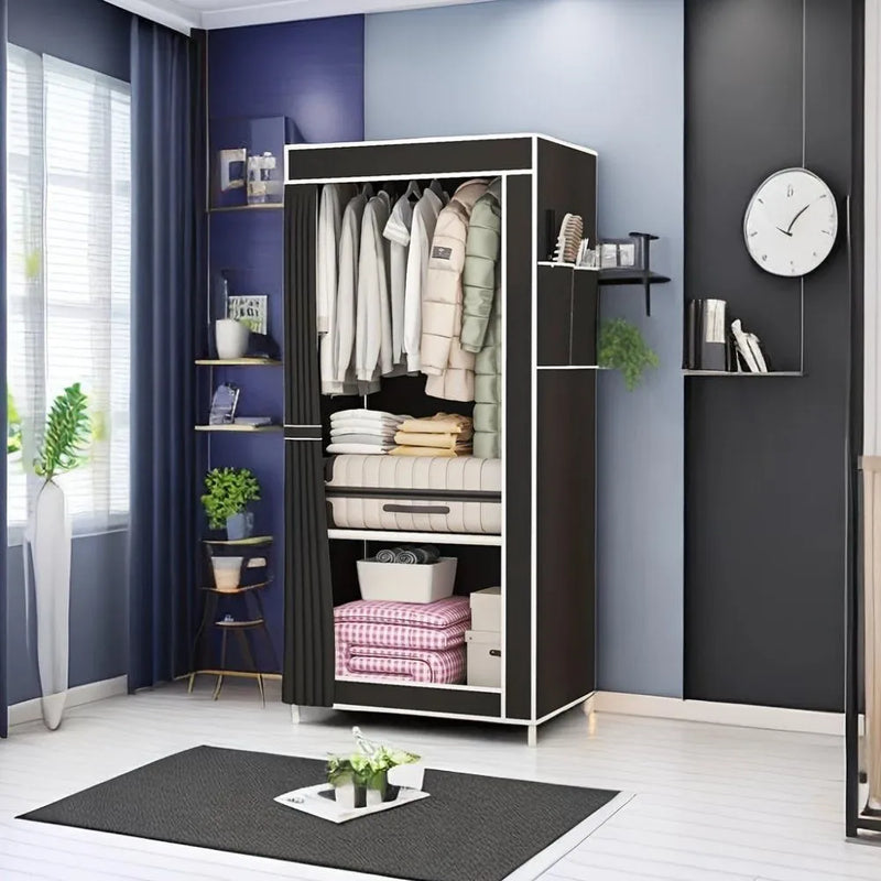 Simple Wardrobe Foldable Closet Minimalism Fabric Storage Cabinet Dust Proof Foldable Clothing Hanger Bedroom Clothing Cabinet