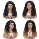 Black curly Hair Headband Wigs 18 Inches Ombre Brown Afro Kinky Curly Hair for Afro Women Soku Glueless Wig 150% Density
