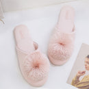 Haus Elegante Quaste Haarkugel Damen Hausschuhe Bequeme Stoff Schicke Damen Flache Schuhe Frühling Luxus Champagner Damen Pantoletten