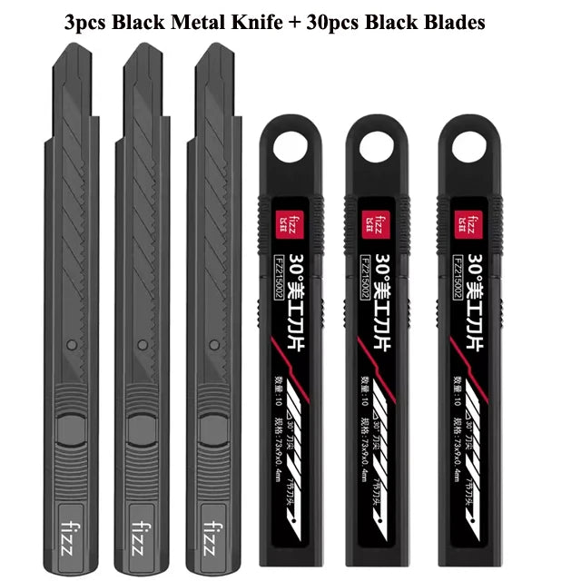 Fizz Metal Utility Knife Blade Paper Cutter Aluminum Alloy Pocket Knifes with Self-Locking Design Stationery Supplies
