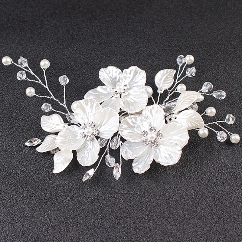 Bridal Crystal Pearl Flower Hair Clip Hair Jewelry Wedding Hair Accessory Luxury