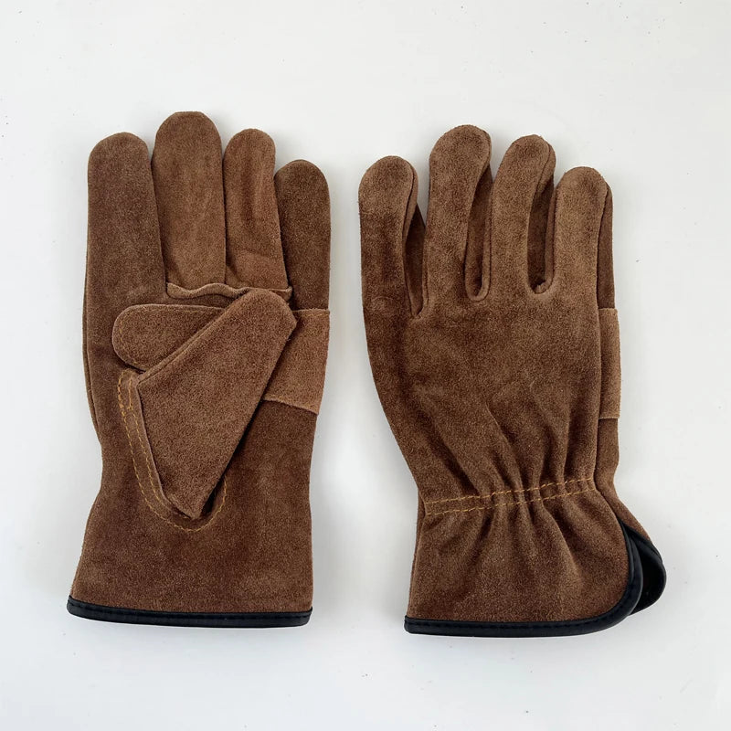 Cowhide Outdoor Protective Gloves Heat Insulation Anti-cutting Anti-thorning Camping Mountaineering Gradening Prunning welding