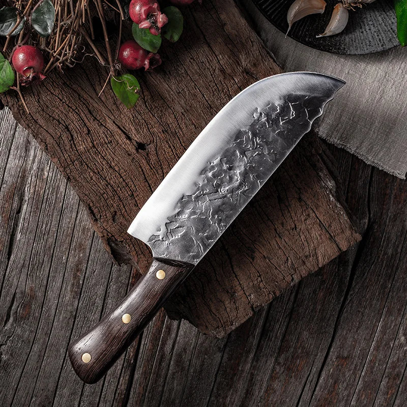 7.6inch Handmade Forged Kitchen Knife Butcher Meat Chopping Cleaver Chinese Chef Knife 5CR15 Stainless Steel