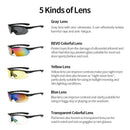 Cycling Glasses Mens Womens Sports Sunglasses Cycling Goggles MTB Road Anti-glare Riding Bicycle Bike Eyewear Protection 5 Lens