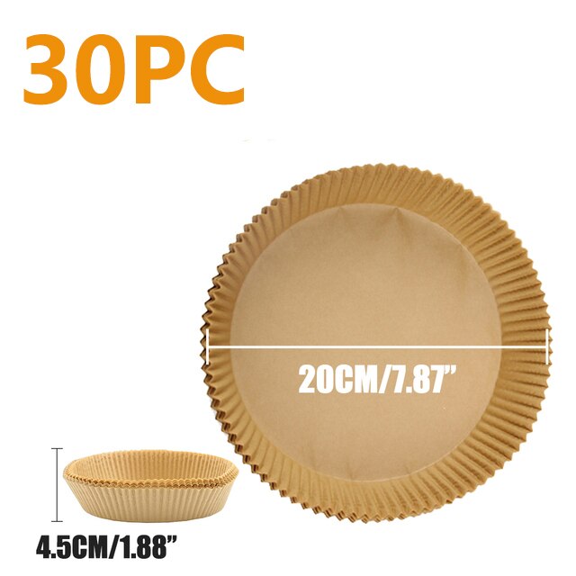 30/50Pcs Disposable Air Fryer Paper Liner Oil-proof Water-proof Paper Tray Non-Stick Baking Mat for Oven AirFryer Accessories
