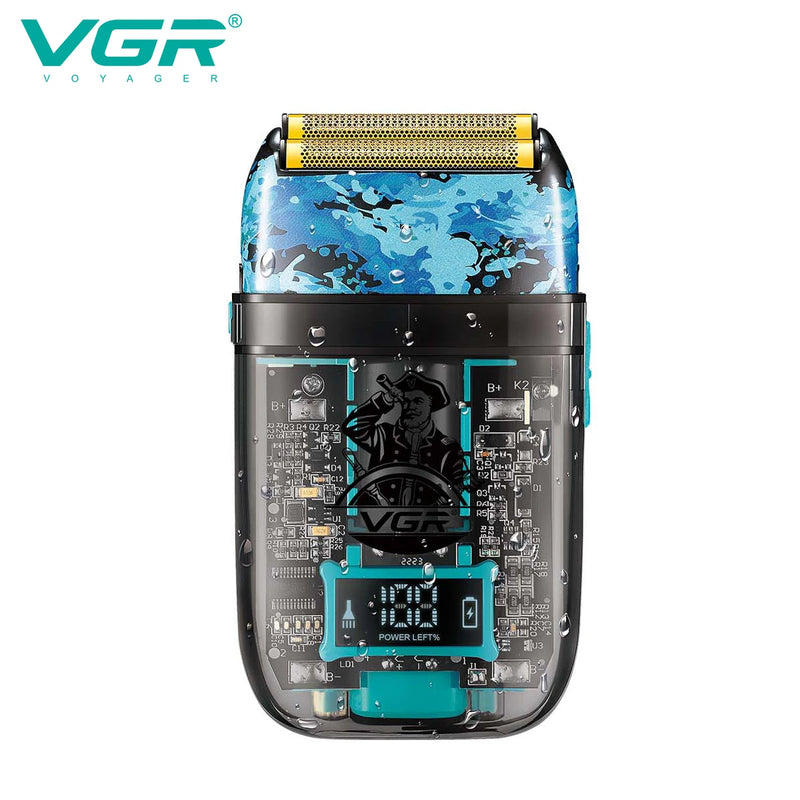 VGR Shaver Professional Razor Waterproof Shaving Machine Rechargeable Beard Trimmer Transparent Shaving Machine for Men V-352