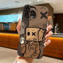 Cartoon Paper Man Muster Handyhülle für iPhone 15 14 13 12 11 Pro Max XS XR X 7 8 Plus 15 Stoßfeste Matte Weiche Silikonhülle
