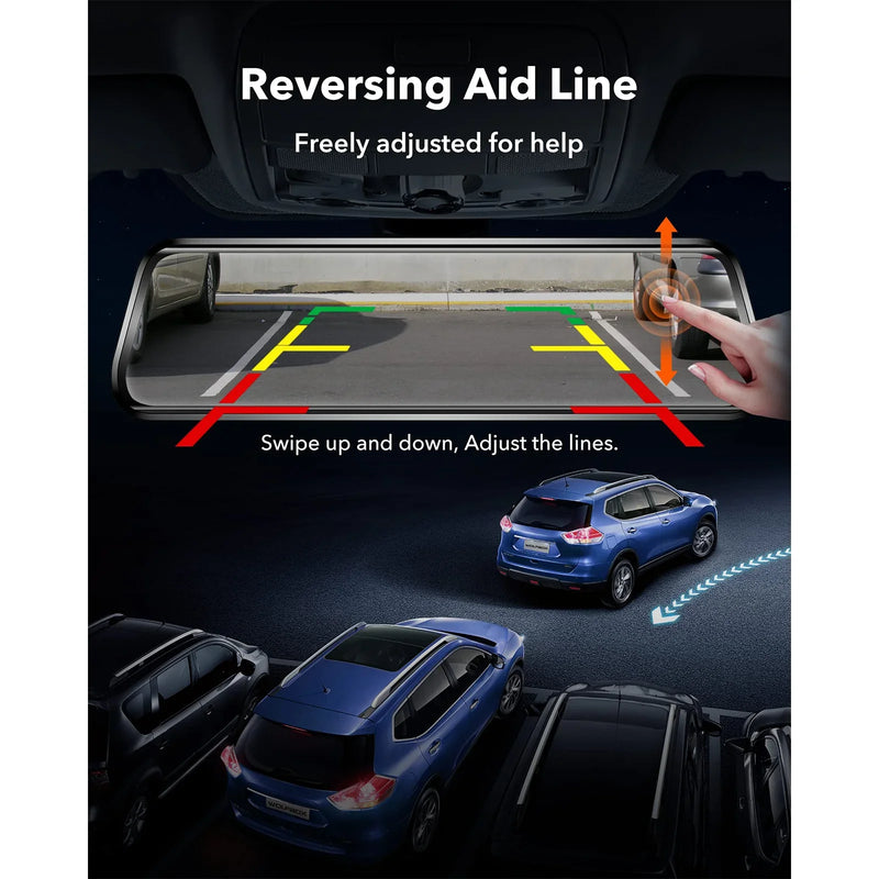 WOLFBOX G930 10 Inch Wifi Dash Camera 4K Car DVR FOV 140 Mirror Camera Dash Cam Car 24H Parking View Touch Screen Video Recorder