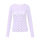 New Printed Mesh Women Base Shirt Autumn Fashion Casual Long Sleeved Sun Protection Ice Silk Inner Layer Women\'s T-Shirt