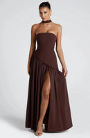 The Helios | Butter Yellow Pleated Gown with Backless Silhouette