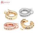 18K Gold Color Brass and Zircon Round Pendants Connector Charms Snap Clip Clasps Diy Jewelry Making Supplies Diy Accessories