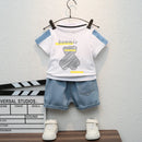 Children Summer Fashion Baby Boys Clothes Cartoon Bear T-shirt Denim Shorts 2pcs/sets Kids Outfits Costume Casual Sports Suit