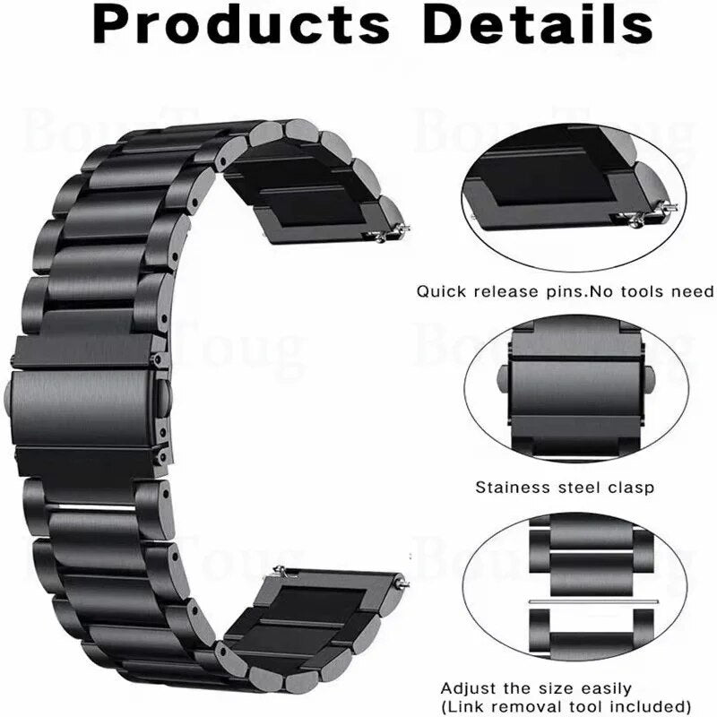 2pcs Stainless Steel band+Genuine Leather strap For Ticwatch Pro 3 Ultra GPS E2 / S2 WatchStrap For Ticwatch E3 / GTH Bracelet