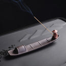 1pc Incense Stick Holder, Zen Meditation Purple Clay Fisherman Fishing Incense Stick Holder Home Decor (Without Incense)