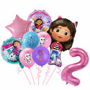 New Gabby Dollhouse Cats Birthday Party Decoration Balloon Pink Cartoon Tableware Backdrop Baby Shower Kids Girls Party Supplies