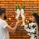 Handicrafts Spring Bunny Wreath For Spring And Easter Front Door Wall Window Decor Decorated With Bow And Green Advent Wreath