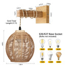 Led Rattan Wall Lamp Bedroom Living Room Corridor Wall Light E27 Bedside Lamp Retro Woven Lamps Indoor Lighting Fixtures