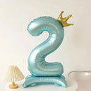 42INCH Blue Crown Number Stand Foil Balloon Large 0-9 Digital Birthday Balloons Wedding Party Gathering Decor Supplies Kids Gift