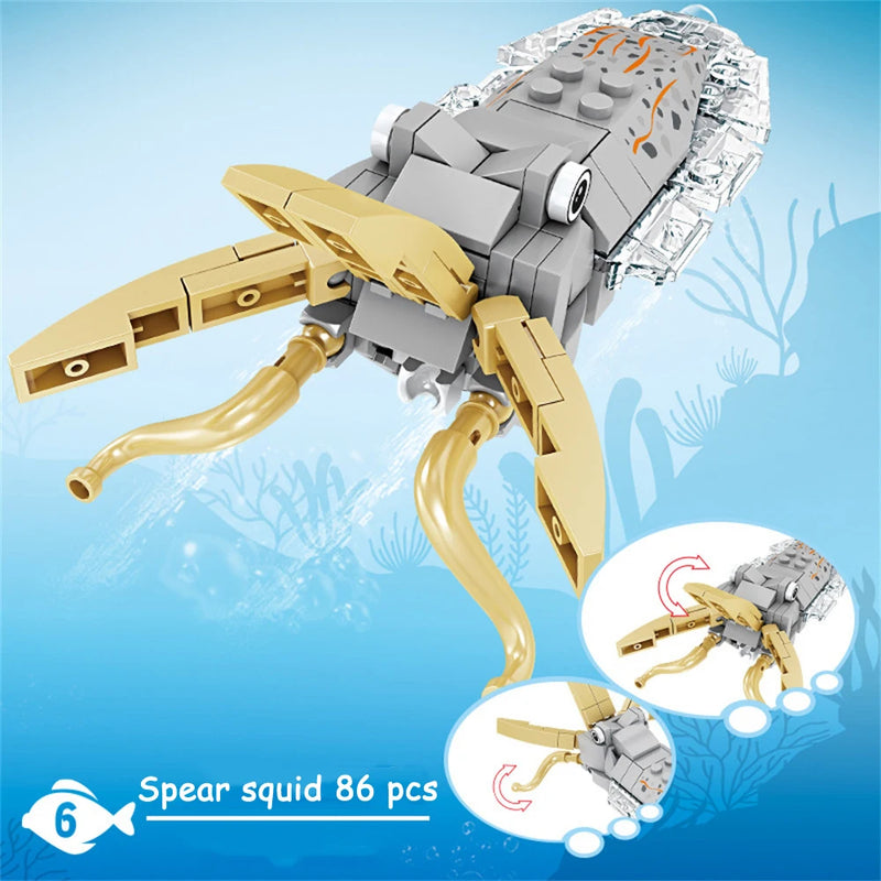 Knew Built Lantern fish So On Marine Animal Series Building Blocks Toys - Perfect for Kids,Gift Educational Ocean World Toy Set