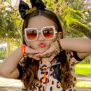 Cute Kids Sunglasses Rhinestone Diamond Children Square Sunshades Girl Boy Colorful Lens Sparkling Princess Sun Glasses Trendy