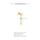 Aide 925 Sterling Silver 1pc Y2K Zircon Dangling Tassel Chain Screw-Back Stud Earrings For Women Simple Fine Jewelry Pendientes