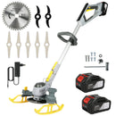 600W Cordless Grass Trimmer, 4-in-1 Lawn Trimmer,Wheel Edge Cutter,Lawn Mower,Brush Cutter with 21V Battery and Fast Charger