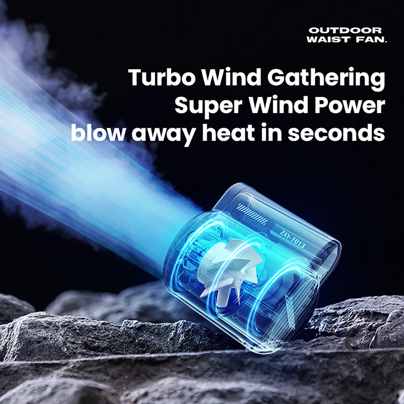 Portable Electric Fan Outdoor Camping Fan Rechargeable 3 Speeds Leafless Fan Waist-mounted Handheld Mini Electric Fan