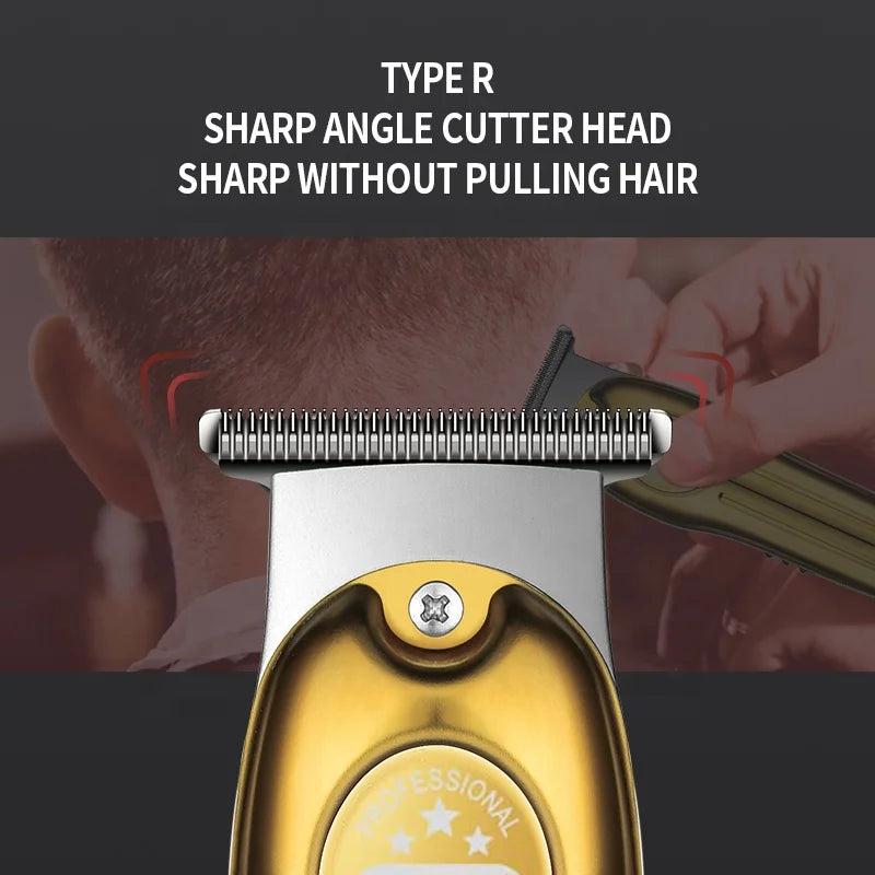 Kemei Professional Hair Trimmer Gold Clipper Men Rechargeable Barber Cordless Hair Cutting Machine Men 0mm Bareheaded T-blade