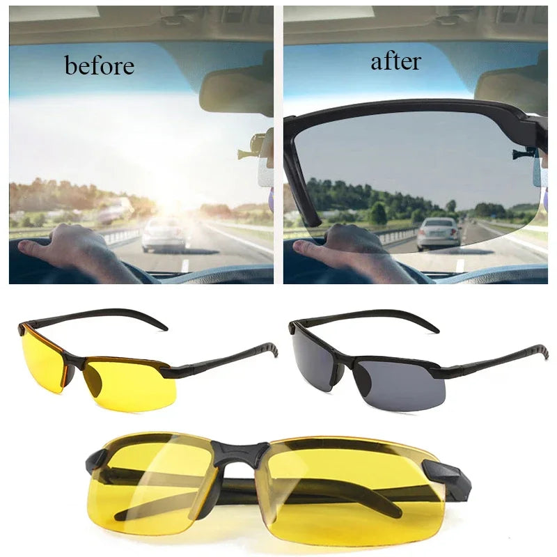 Anti-UV Night Vision Cycling Sunglasses Day Night Driving Glasses Sunglasses for Men Polarized Fashion Outside Adult Eyewear