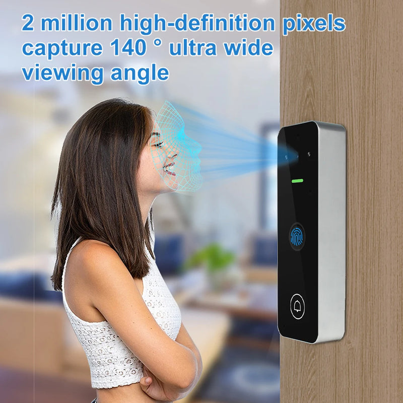 Tuya Smart Life WiFi Video Intercom RFID Access control System Fingerprint Keypad Visual Doorbell for Villa Outdoor Metal Case