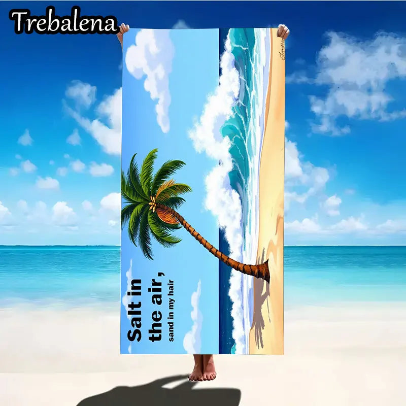 30*60inch Ultra-Soft Beach Towel with Tropical Palm Tree Beach Scene Soft Towel