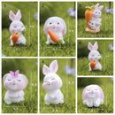 Cartoon Miniature Rabbit Figurine Mini Micro Landscape Miniature Resin Hare Easter DIY Accessories Carrot Bunny Statue
