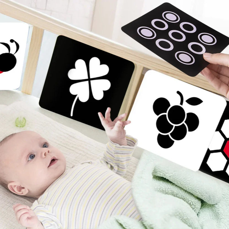 Montessori Baby Visual Stimulation Card Toy Black and White Flash Cards High Contrast Visual Stimulation Learning Toys for Baby